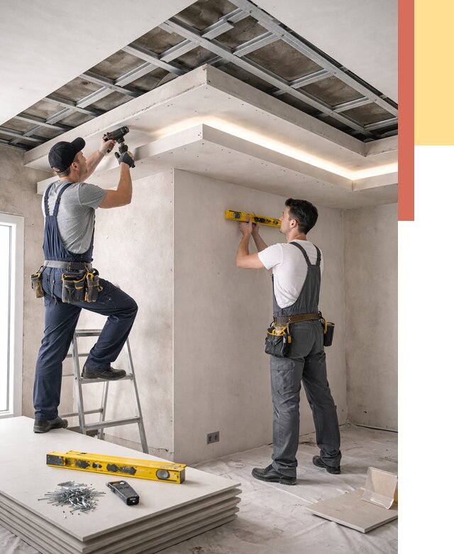 Двухуровневый потолок из гипсокартона в Хабаровске от 1492 руб. под ключ | ОТДЕЛОЧНИК-Хбр