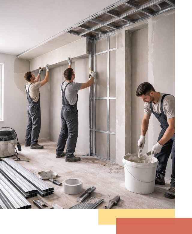 Монтаж потолка из гипсокартона с нишей в Хабаровске