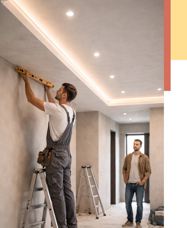 Потолок из гипсокартона с подсветкой в Хабаровске от 772 руб./м2 под ключ | ОТДЕЛОЧНИК-Хбр