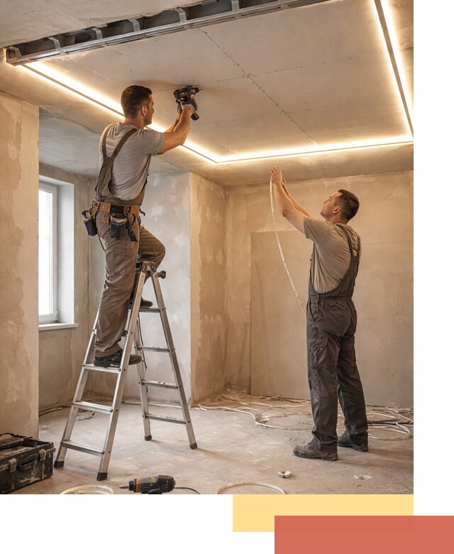 Потолок из гипсокартона с подсветкой в Хабаровске