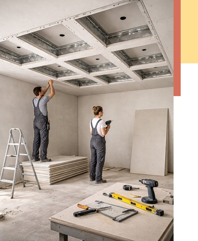 Кессонный потолок из гипсокартона в Хабаровске от 1903 руб. — монтаж и под ключ | ОТДЕЛОЧНИК-Хбр