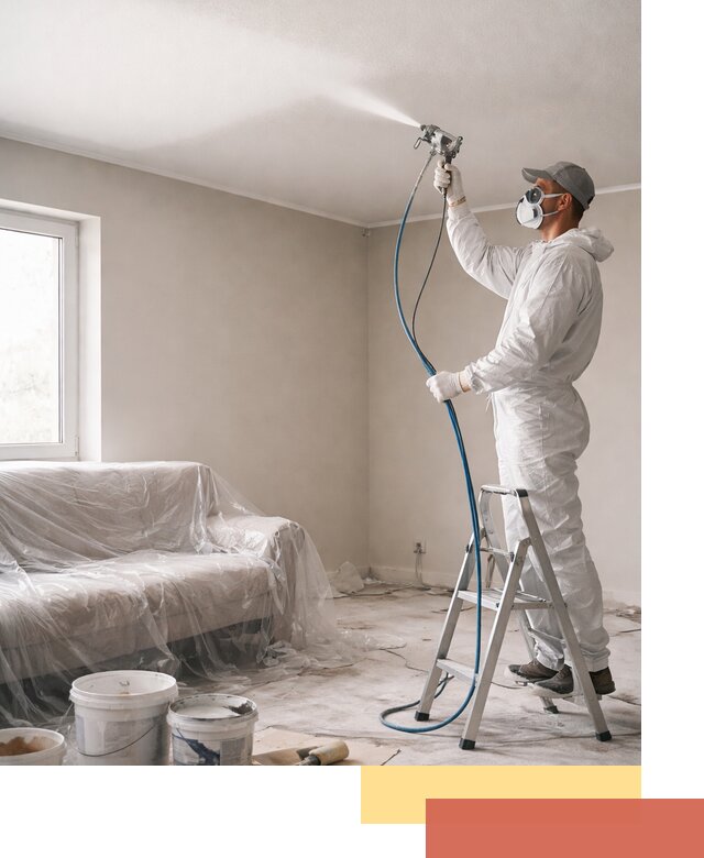 Покраска потолка краскопультом в Хабаровске быстро и качественно