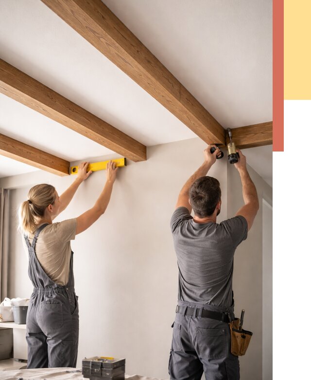 Монтаж декоративных балок на потолок в Хабаровске от 4321 руб. — ОТДЕЛОЧНИК-Хбр